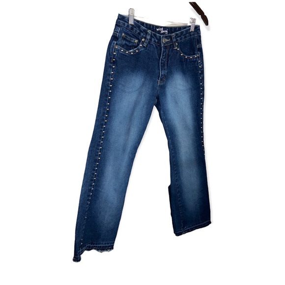 Vintage 90s Wild Secret Studded Dark Wash flare jeans - Picture 6 of 12